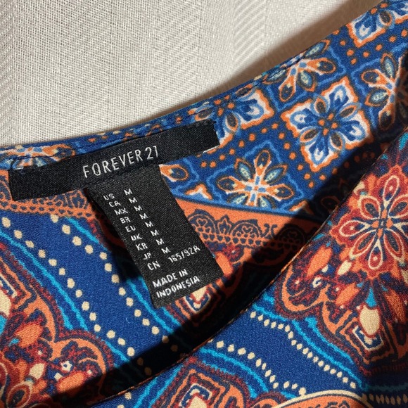 Forever 21 Womens Blue Orange Boho Medallion Print Cami Tank Top M Festival - Picture 5 of 6